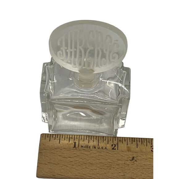 Faberge 4" Perfume Cologne Bottle France Art Glass Crystal Etched Disc Stopper - Picture 13 of 14